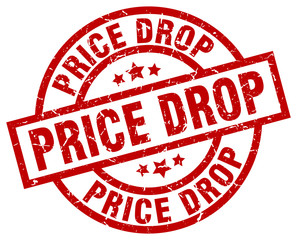 price drop round red grunge stamp