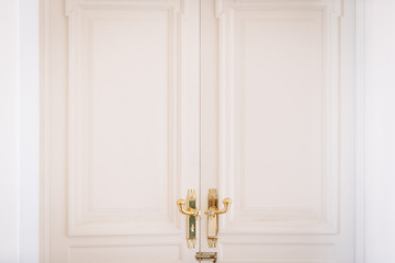white doors with gold handles
