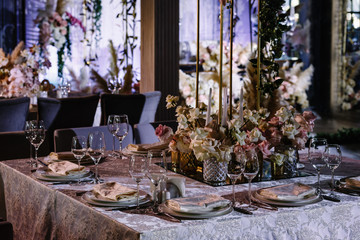 wedding hall decorated with flowers