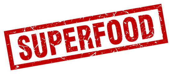 square grunge red superfood stamp