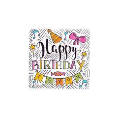 Happy Birthday doodle vector illustration on white background