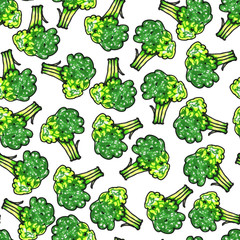 Seamless vegetable pattern. Abstract broccoli hand drawn pattern. Print for fabrics and other surfaces.