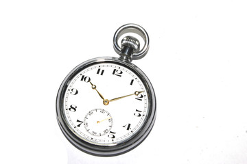Vintage Pocket Watch on White Background