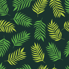 Seamless vector tropical pattern palm leaves illustration