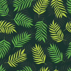 Naklejka na ściany i meble Seamless vector tropical pattern palm leaves illustration