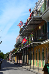 flags and balcony in new orleans
