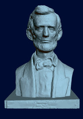 Statue of Abraham Lincoln. 3D. Bust of Lincoln on a dark background. Vector illustration