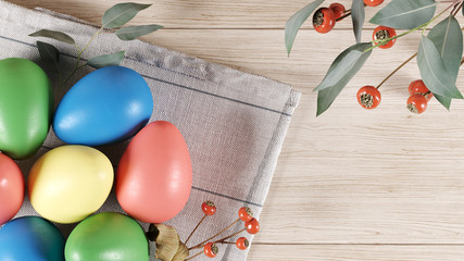 Easter colorful eggs 3d render
