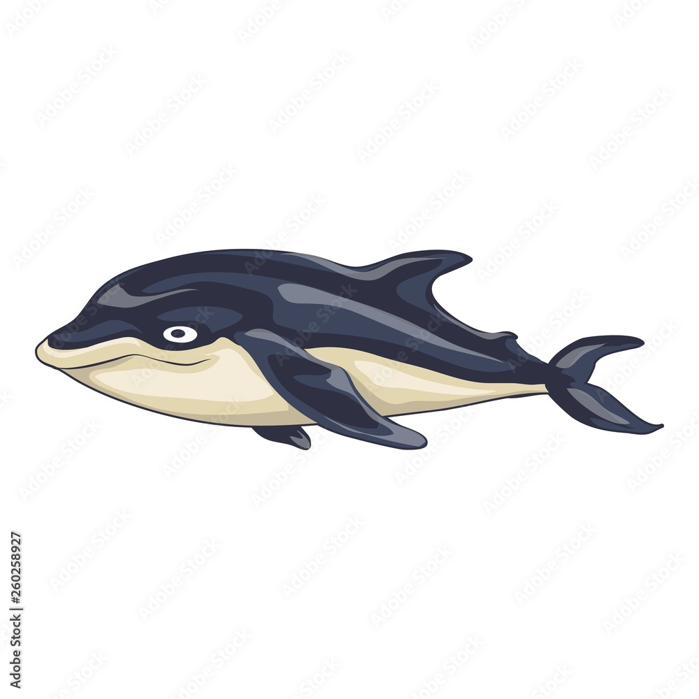 Poster Marine dolphin icon. Cartoon of marine dolphin vector icon for web design isolated on white background