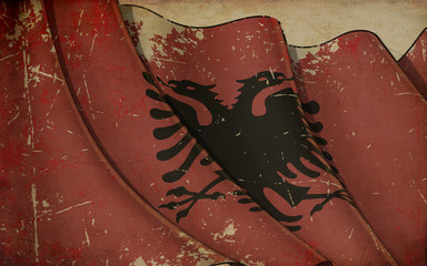 Old Paper Print - Waving Flag of Albania