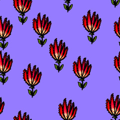 Fototapeta premium Seamless flower pattern. Gentle spring and summer flowers. Print for fabric and other surfaces.Blooming tulips