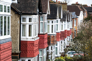 A row of British terraced houses