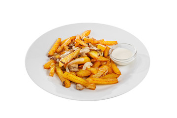 Fried potatoes side dish on isolated background