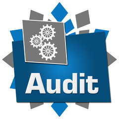 Audit Blue Grey Circular Squares Symbol 