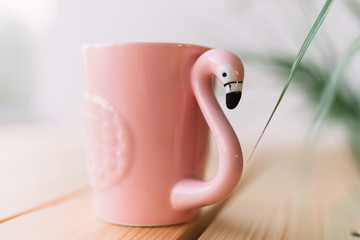 Mug in the shape of a flamingo interior for coffee and tea © Антон Романюк