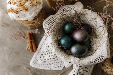 Easter eggs in a basket