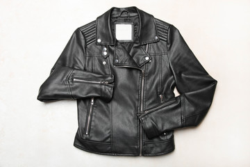 Stylish fashionable black leather jacket