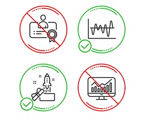 Do or Stop. Innovation, Stock analysis and Certificate icons simple set. Statistics sign. Crowdfunding, Business trade, Best employee. Financial report. Business set. Line innovation do icon. Vector