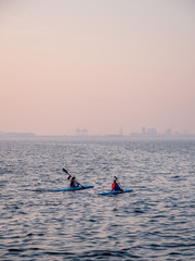 Two girls kayaking