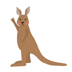 Hand drawn cute kangaroo isolated on white.