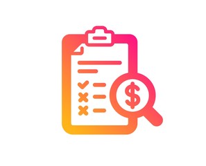 Accounting report icon. Audit sign. Check finance symbol. Classic flat style. Gradient accounting report icon. Vector