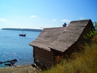 wooden house on the beach