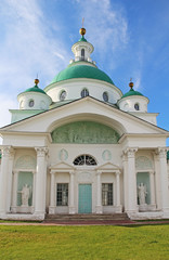 Fototapeta na wymiar Dimitrievsky Cathedral of the Spaso-Yakovlevsky Dimitriev (St. Jacob Savior) monastery in a summer day, Rostov Velikiy, Russia.