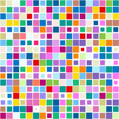 Mosaic of a bright colorful squares on a white background
