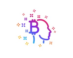 Bitcoin think icon. Cryptocurrency head sign. Crypto money symbol. Dynamic shapes. Gradient design bitcoin think icon. Classic style. Vector