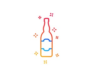 Beer bottle line icon. Pub Craft beer sign. Brewery beverage symbol. Gradient design elements. Linear beer bottle icon. Random shapes. Vector