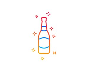Beer bottle line icon. Pub Craft beer sign. Brewery beverage symbol. Gradient design elements. Linear beer bottle icon. Random shapes. Vector