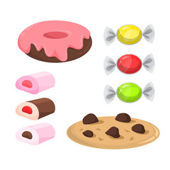 Candy set. Collection of sweet dessert. Cookies