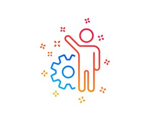 Employee line icon. Business management sign. Work or gear symbol. Gradient design elements. Linear employee icon. Random shapes. Vector