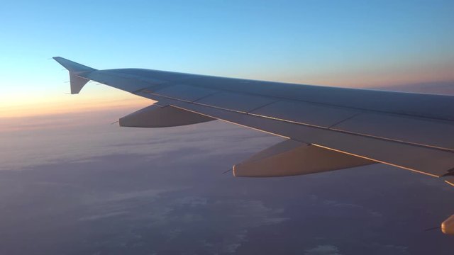 Wing of a airplane in the morning