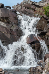 Waterfall at Cwmorthin Terrace and Rhosydd Slate Quarry, Blaenau Ffestiniog