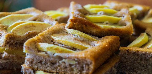 Apple pie cut into slices