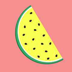 A piece of a yellow watermelon