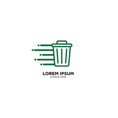 recycle trash green leaf simple line logo template vector illustration icon element isolated - Vector