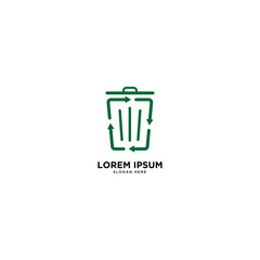 recycle trash green leaf simple line logo template vector illustration icon element isolated - Vector