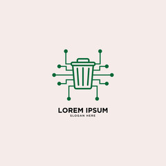 Modern Trash can Logo, recycle bin icon. Graphic elements for your design - Vector