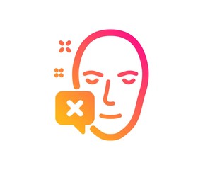 Face declined icon. Human profile sign. Facial identification error symbol. Classic flat style. Gradient face declined icon. Vector
