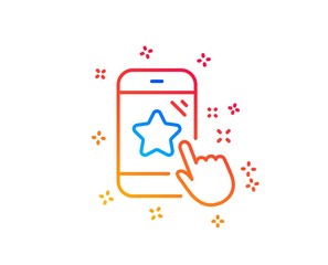 Star rating line icon. Feedback phone sign. Customer satisfaction symbol. Gradient design elements. Linear star rating icon. Random shapes. Vector