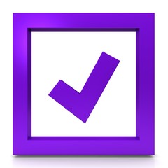 check mark tick sign purple 3d