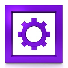 work in progress gear sign engineering symbol icon purple 3d