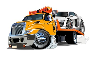Fototapeta na wymiar Cartoon tow truck isolated on white background