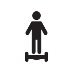 Vector illustration of am electric scooter or segway with human standing on it. 