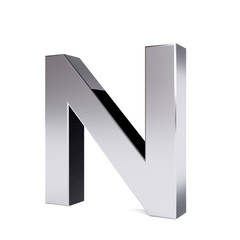 Metal letter N. Collection. 3d image