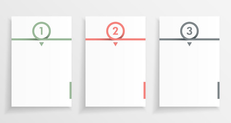 Three step paper or note infograph with numbered pages in minimal design.