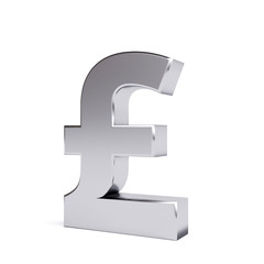 Metal british pound sign. 3d image