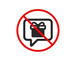 No or Stop. Dreaming of Gift icon. Present box sign. Birthday Shopping symbol. Package in Gift Wrap. Prohibited ban stop symbol. No wish list icon. Vector